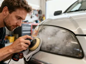 Dacia Sandero Stepway zaparkowana na górskiej drodze w świetle zachodzącego słońca, podkreślająca terenowy charakter auta.